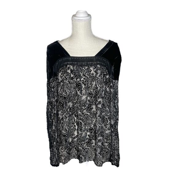 Sundance Silk Blend Velvet Burnout Boho Top Medium - Picture 2 of 13